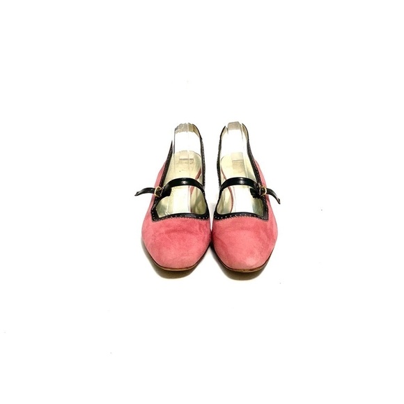 Vintage 1960s pink suede slingback Mary Jane kitten heels - Picture 2 of 8